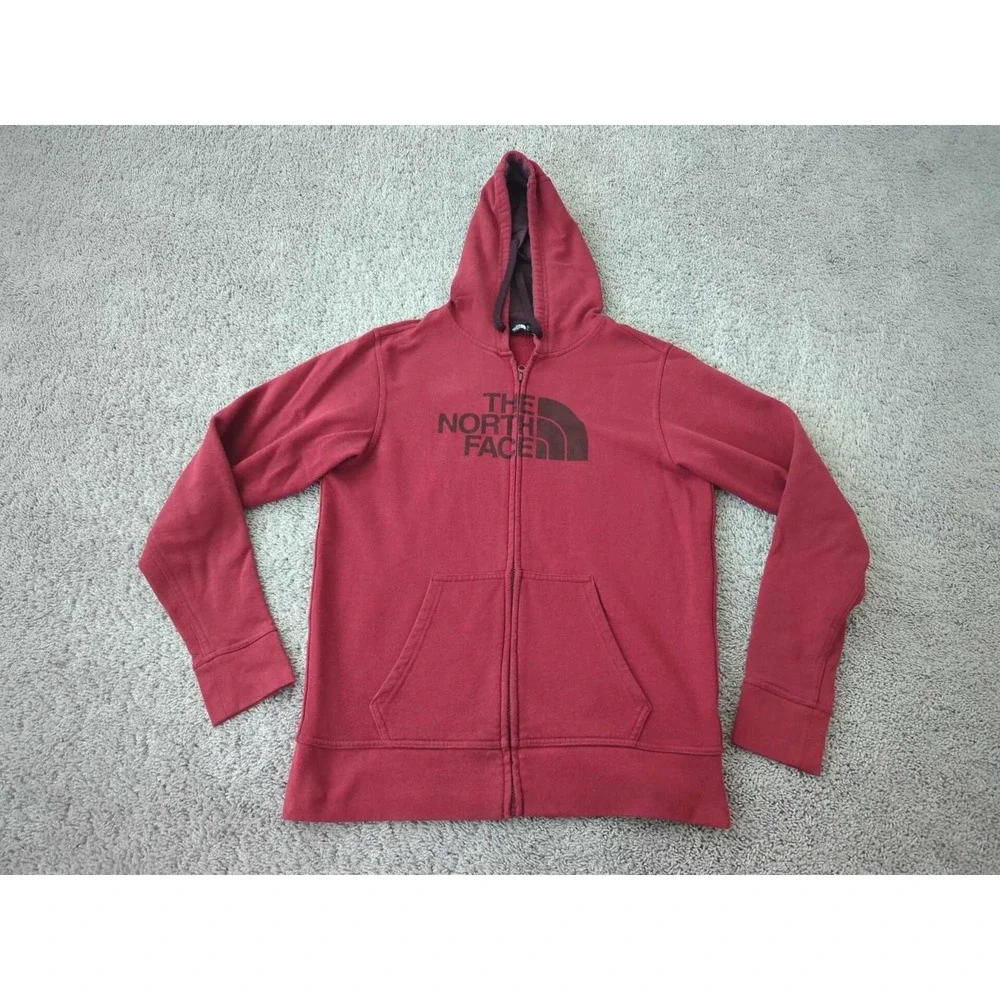 The North Face Hoodie Mens M Red Long Sleeve Full Zip Logo‎ Drawstring Outdoor
